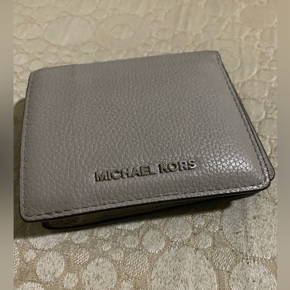 Grey/gray leather MK wallet